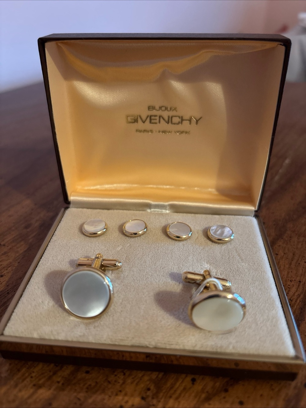 Givenchy Gold-Tone Cufflinks and Shirt Studs with Mother-of-Pearl Inset
